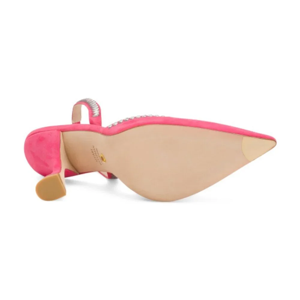 STUART WEITZMAN Made In Spain Suede Xcurve 100 Slingback Pumps - Picture 3 of 3